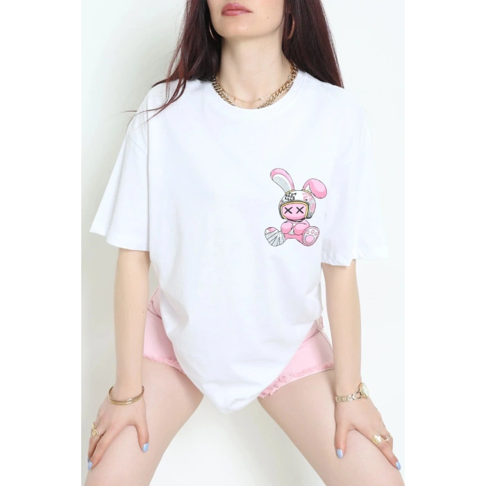 Kompakt Penye Unisex Tişört Pembebeyaz - 55064.1872.