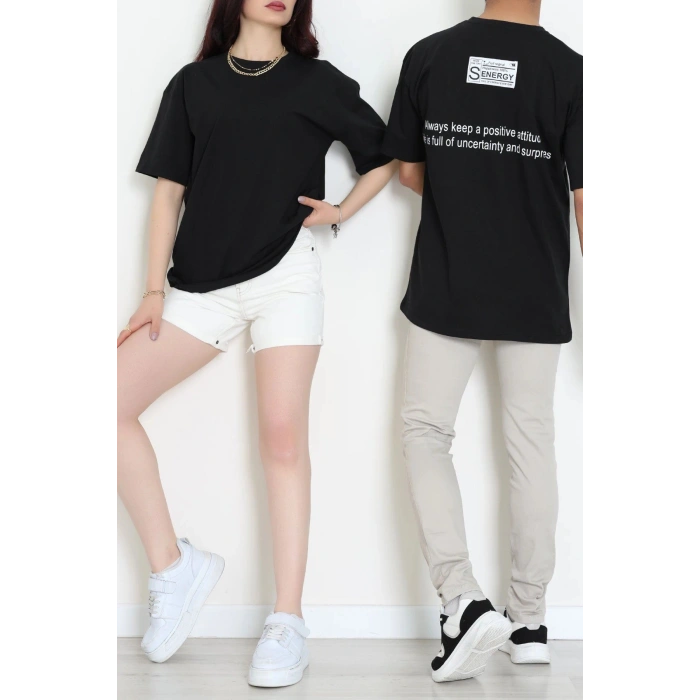 Kompakt Penye Unisex Tişört Siyah - 55064.1872.