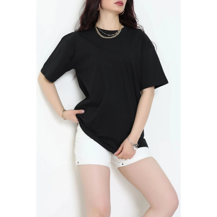 Kompakt Penye Unisex Tişört Siyah - 55064.1872.