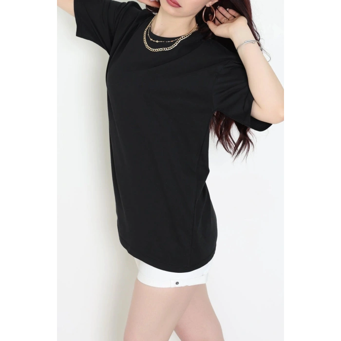 Kompakt Penye Unisex Tişört Siyah - 55064.1872.