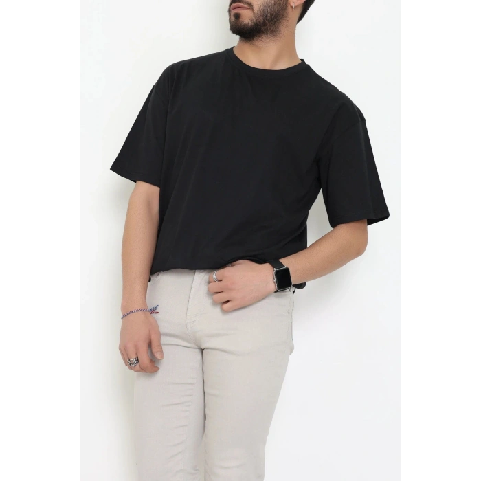 Kompakt Penye Unisex Tişört Siyah - 55064.1872.