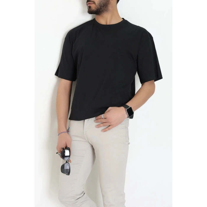 Kompakt Penye Unisex Tişört Siyah - 55064.1872.