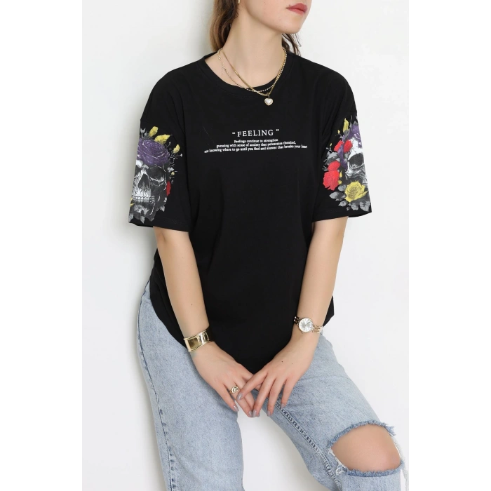 Kompakt Penye Unisex Tişört Siyahbeyaz - 55064.1872.