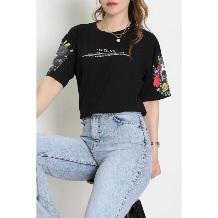 Kompakt Penye Unisex Tişört Siyahbeyaz - 55064.1872.