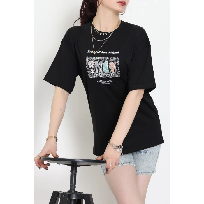 Kompakt Penye Unisex Tişört Siyahkahve - 55064.1872.