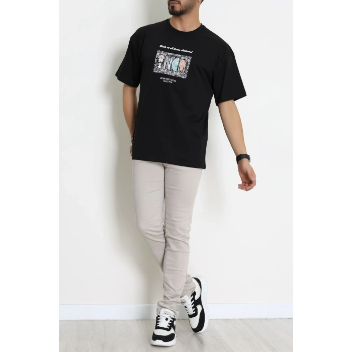 Kompakt Penye Unisex Tişört Siyahkahve - 55064.1872.