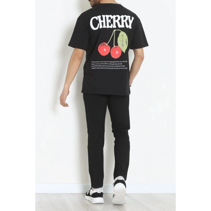 Kompakt Penye Unisex Tişört Siyahkırmızı - 55064.1872.