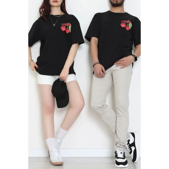 Kompakt Penye Unisex Tişört Siyahkırmızı1 - 55064.1872.