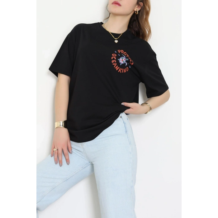 Kompakt Penye Unisex Tişört Siyahmor - 55064.1872.