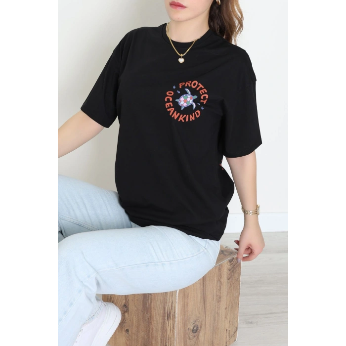 Kompakt Penye Unisex Tişört Siyahmor - 55064.1872.