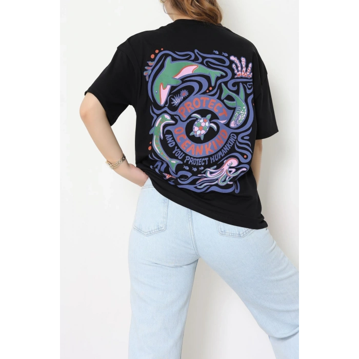 Kompakt Penye Unisex Tişört Siyahmor - 55064.1872.