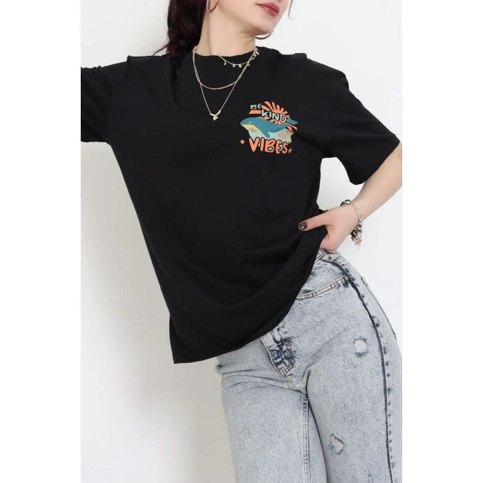 Kompakt Penye Unisex Tişört Siyahoranj - 55064.1872.