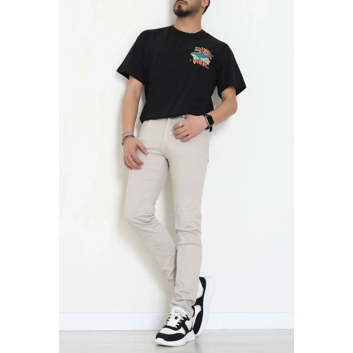 Kompakt Penye Unisex Tişört Siyahoranj - 55064.1872.