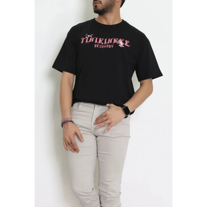 Kompakt Penye Unisex Tişört Siyahpembe - 55064.1872.