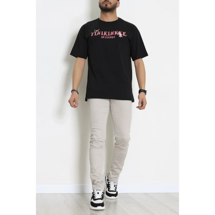 Kompakt Penye Unisex Tişört Siyahpembe - 55064.1872.