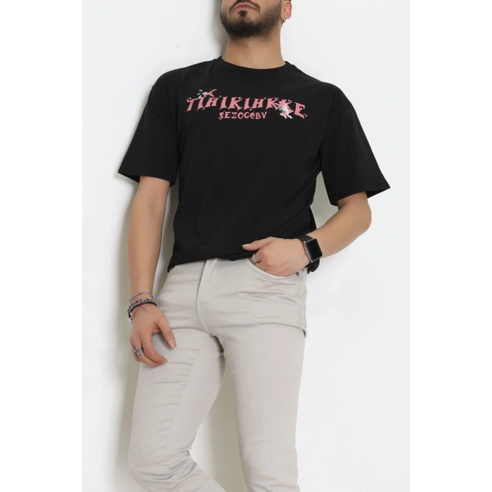 Kompakt Penye Unisex Tişört Siyahpembe - 55064.1872.