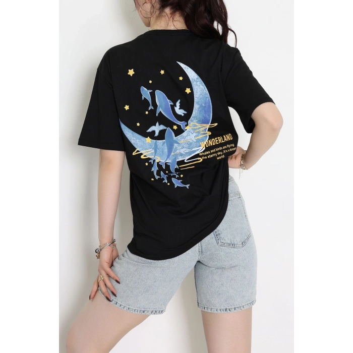 Kompakt Penye Unisex Tişört Siyahsarı - 55064.1872.