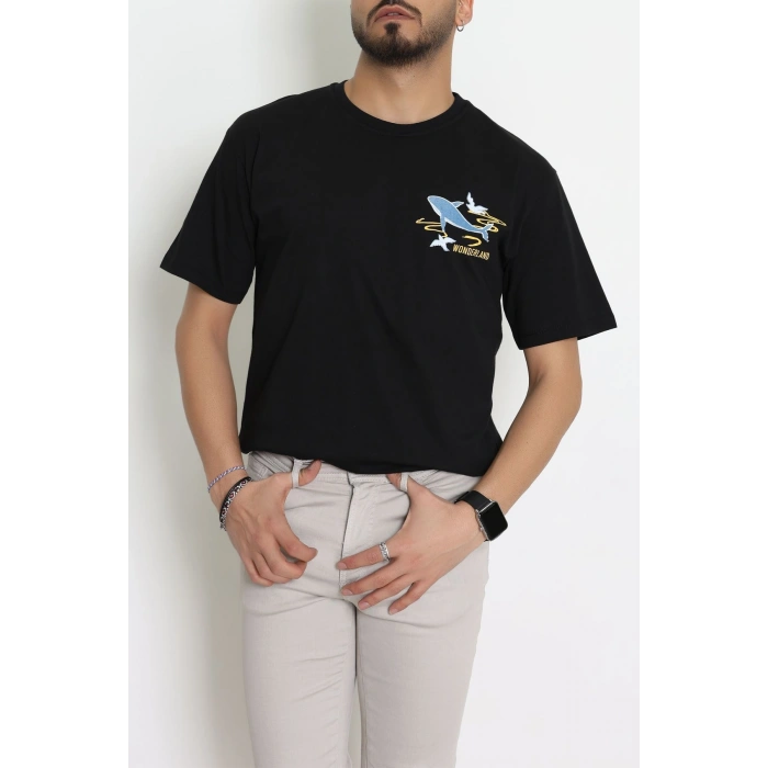 Kompakt Penye Unisex Tişört Siyahsarı - 55064.1872.