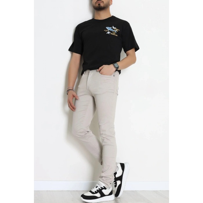 Kompakt Penye Unisex Tişört Siyahsarı - 55064.1872.