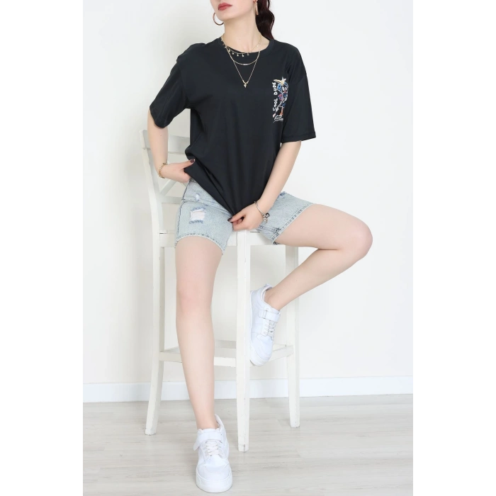 Kompakt Penye Unisex Tişört Siyahsarı1 - 55064.1872.