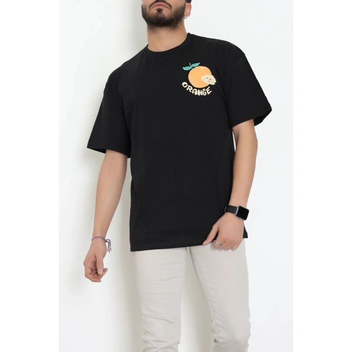 Kompakt Penye Unisex Tişört Turuncusiyah - 55064.1872.