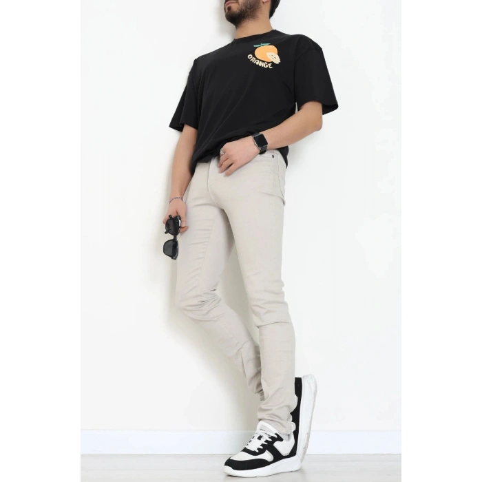 Kompakt Penye Unisex Tişört Turuncusiyah - 55064.1872.