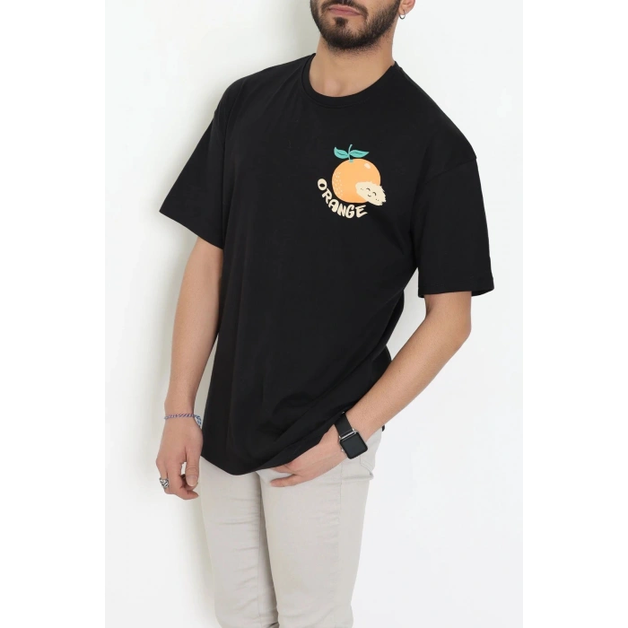 Kompakt Penye Unisex Tişört Turuncusiyah - 55064.1872.