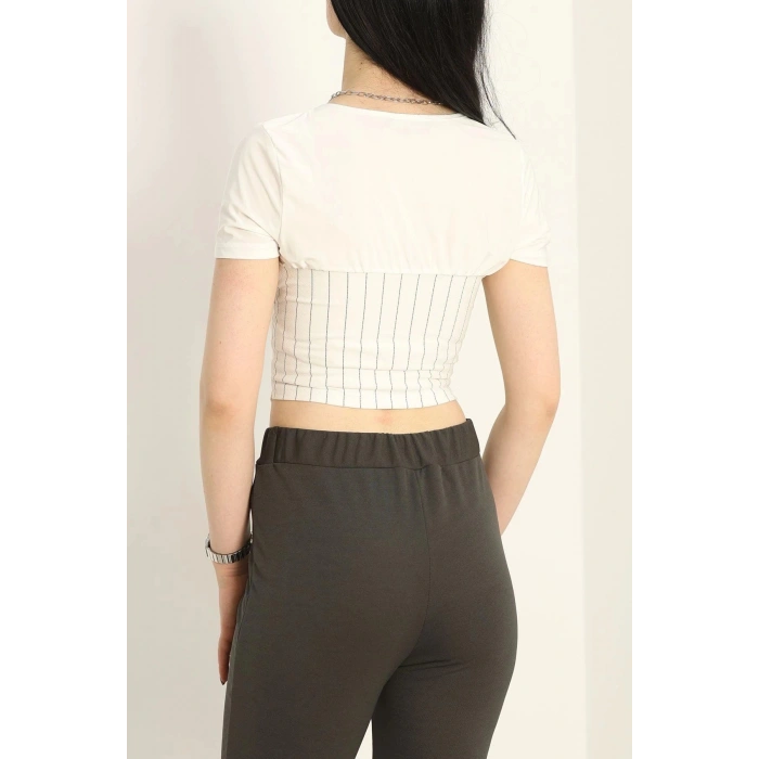 Korsaj Detaylı Bluz  Beyaz - 41382.1595.