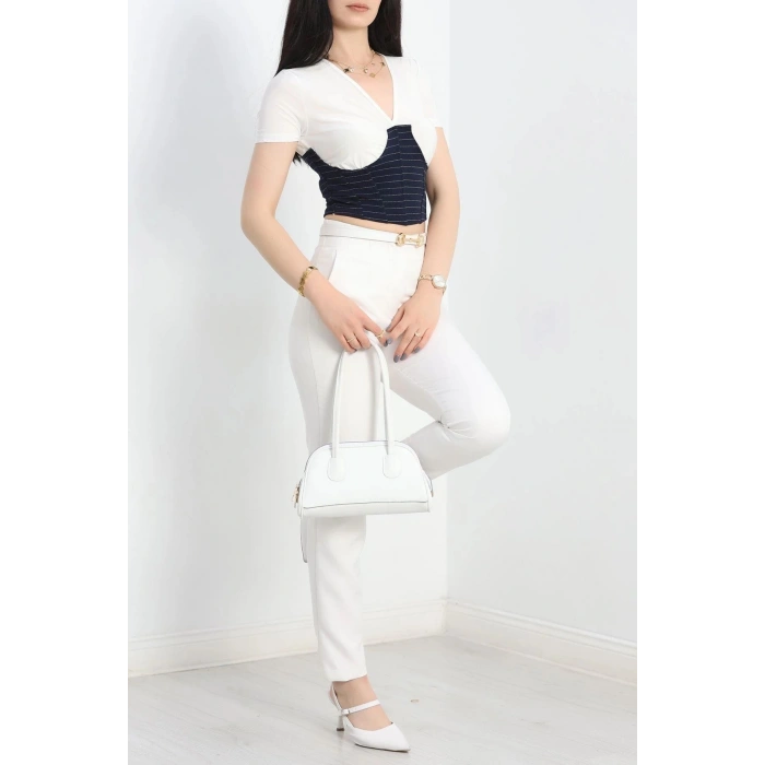 Korsaj Detaylı Bluz  Lacibeyaz - 41383.1595.