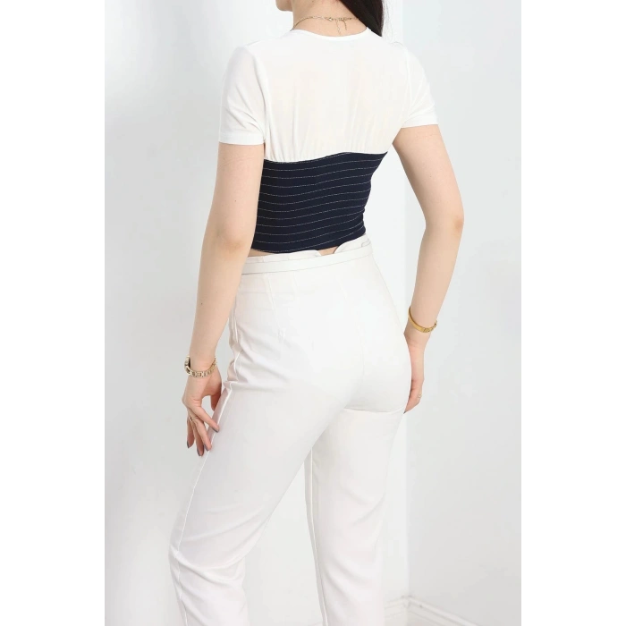 Korsaj Detaylı Bluz  Lacibeyaz - 41383.1595.