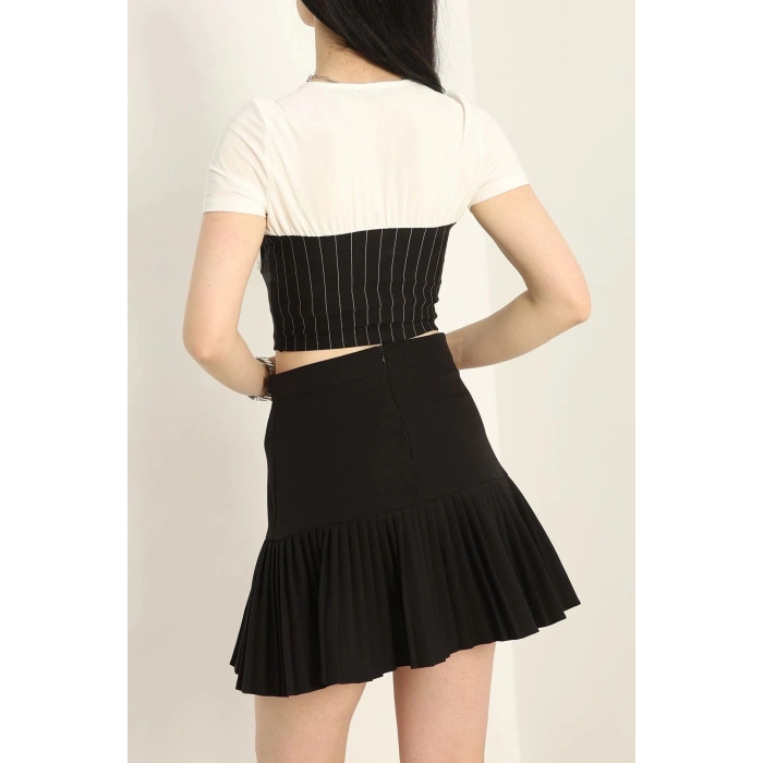 Korsaj Detaylı Bluz Siyahbeyaz - 41380.1595.