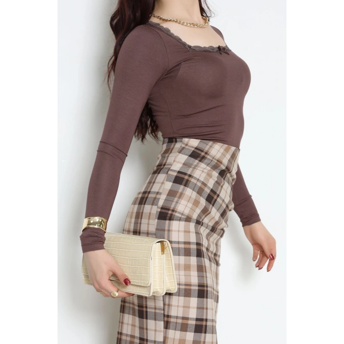 Kroko Kol Çantası Krem - 3006.1853.