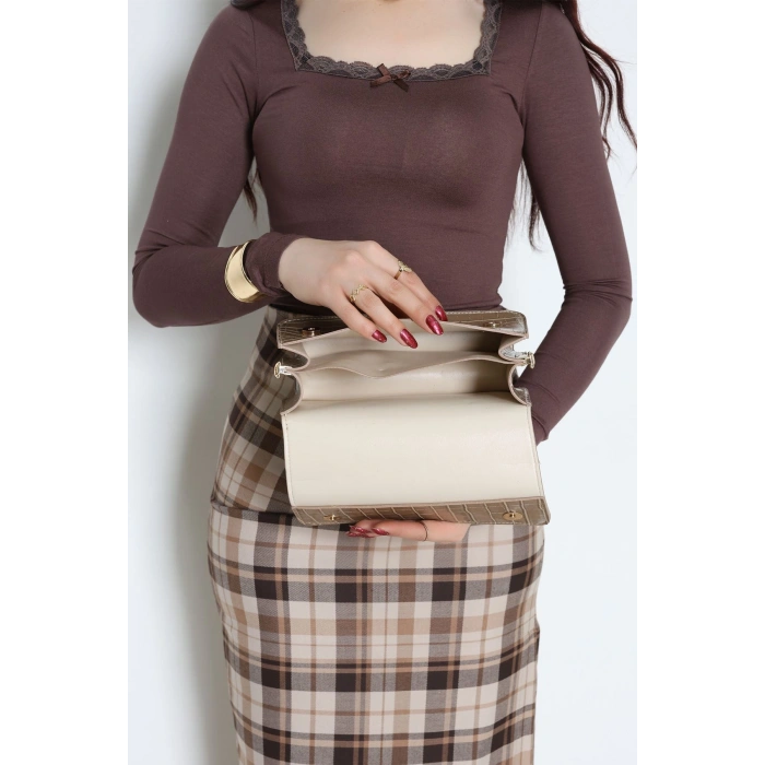 Kroko Kol Çantası Vizon - 3006.1853.