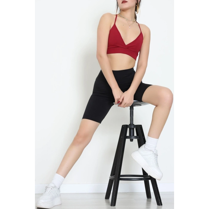 Kruvaze İp Askılı Büstiyer Bordo - 9026.125.