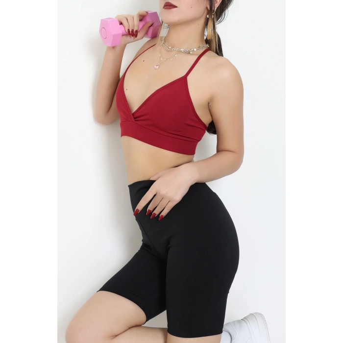 Kruvaze İp Askılı Büstiyer Bordo - 9026.125.