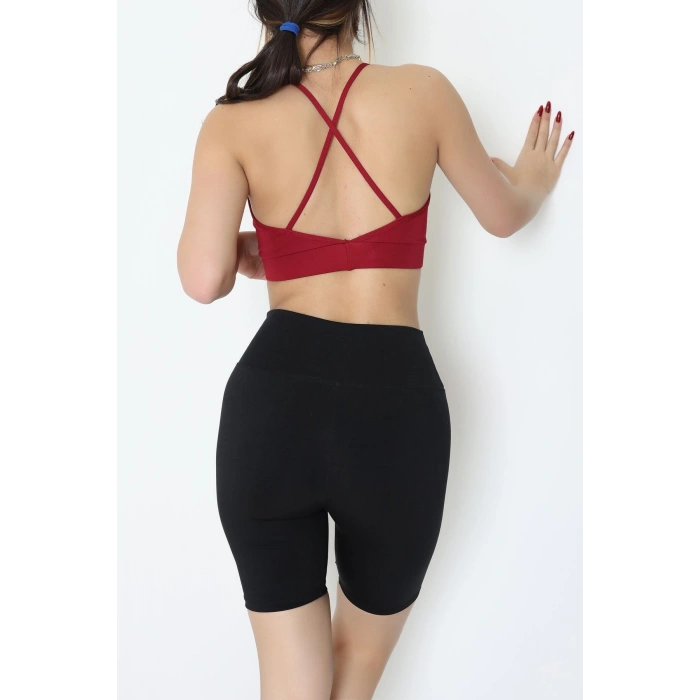 Kruvaze İp Askılı Büstiyer Bordo - 9026.125.