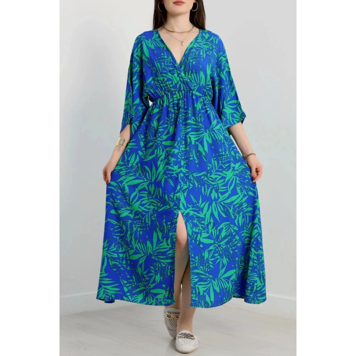 Kruvaze Yaka Desenli Elbise Benettonsaks - 90354.1247.