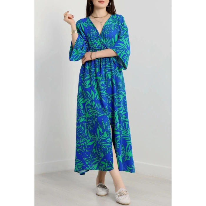 Kruvaze Yaka Desenli Elbise Benettonsaks - 90354.1247.