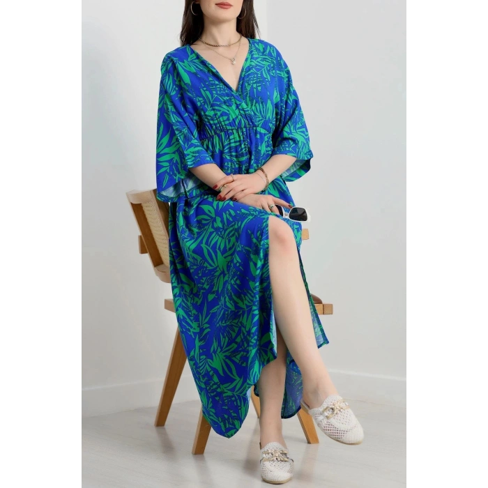 Kruvaze Yaka Desenli Elbise Benettonsaks - 90354.1247.