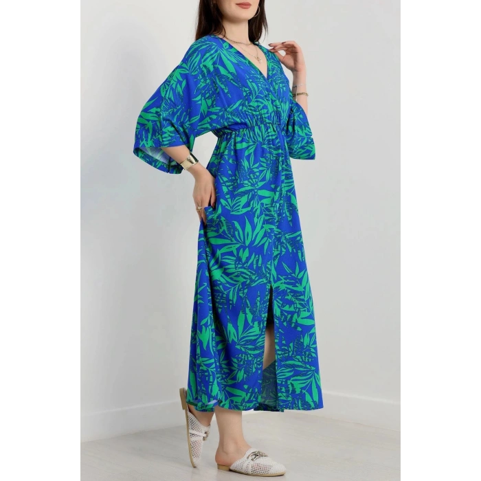 Kruvaze Yaka Desenli Elbise Benettonsaks - 90354.1247.