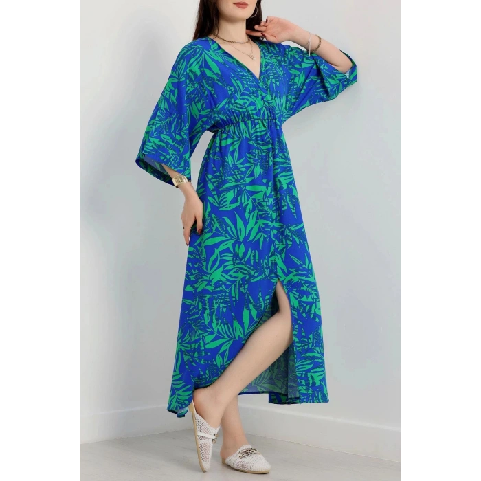 Kruvaze Yaka Desenli Elbise Benettonsaks - 90354.1247.