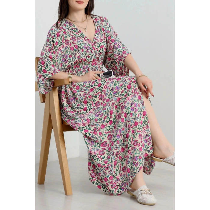 Kruvaze Yaka Desenli Elbise Ekrumor - 90354.1247.
