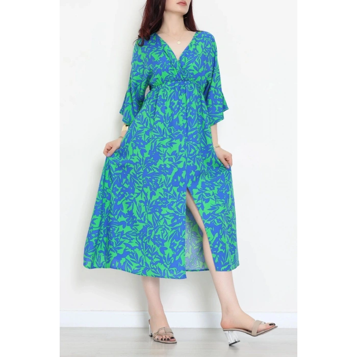 Kruvaze Yaka Desenli Elbise Saksbenetton - 53541.1247.