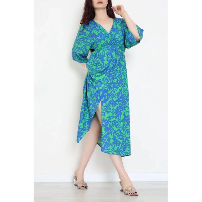 Kruvaze Yaka Desenli Elbise Saksbenetton - 53541.1247.