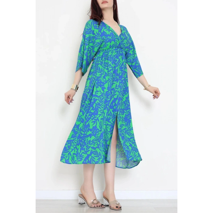 Kruvaze Yaka Desenli Elbise Saksbenetton - 53541.1247.