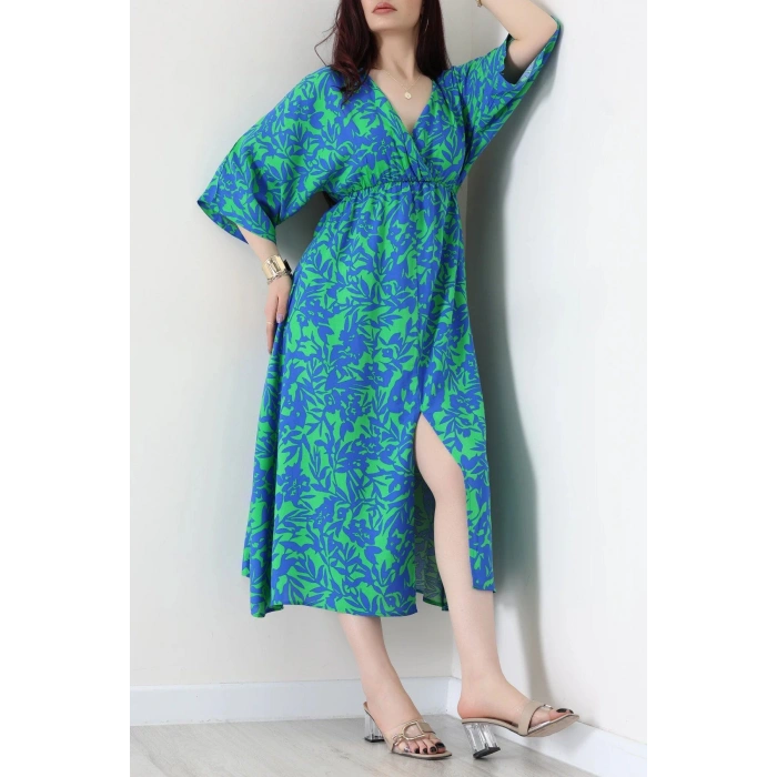 Kruvaze Yaka Desenli Elbise Saksbenetton - 53541.1247.