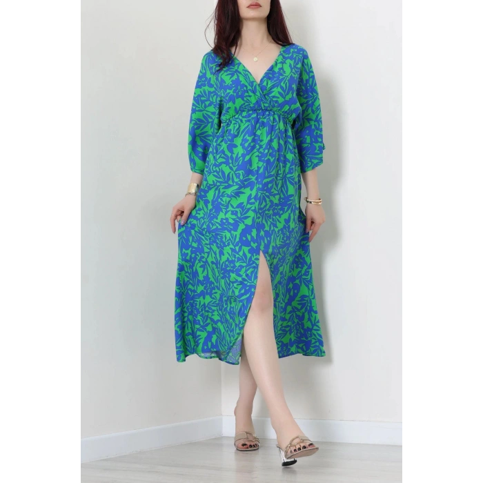 Kruvaze Yaka Desenli Elbise Saksbenetton - 53541.1247.