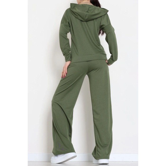 Kruvaze Yaka Kapşonlu Takım Haki - 30094.1857.