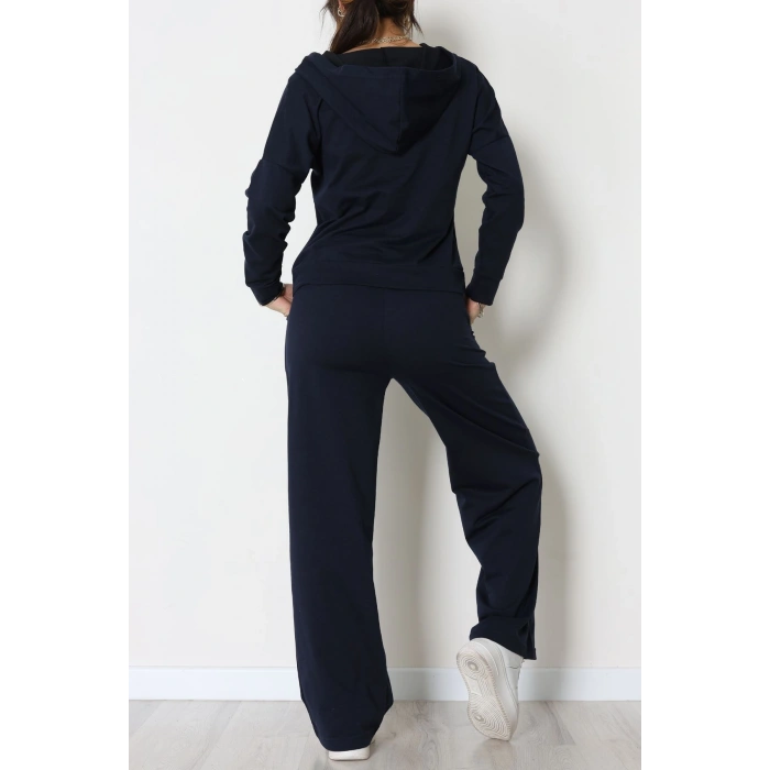 Kruvaze Yaka Kapşonlu Takım Lacivert - 30094.1857.