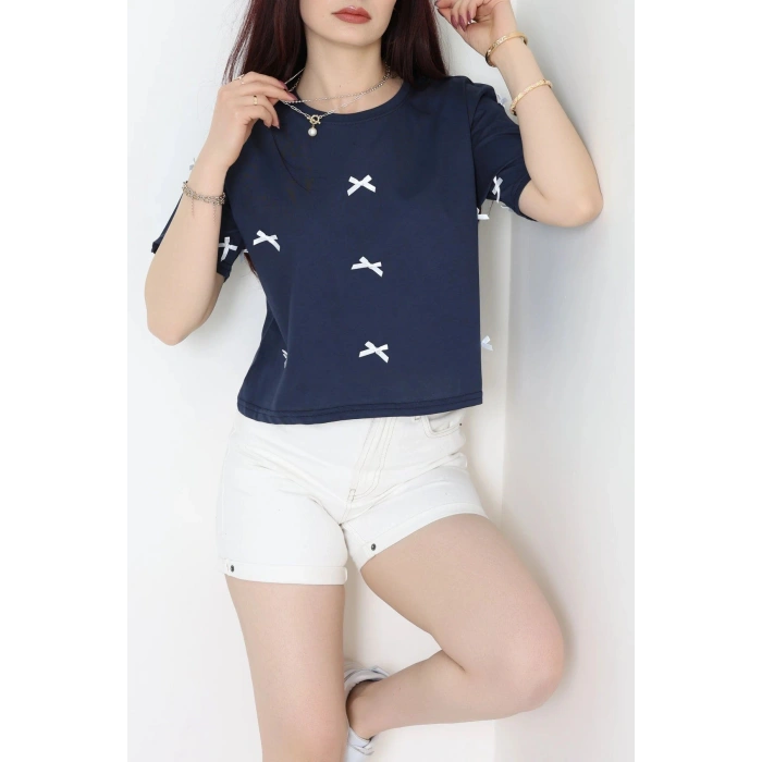 Kurdele Detay Oversize Penye Crop Tişört Laci - 30614.1567.
